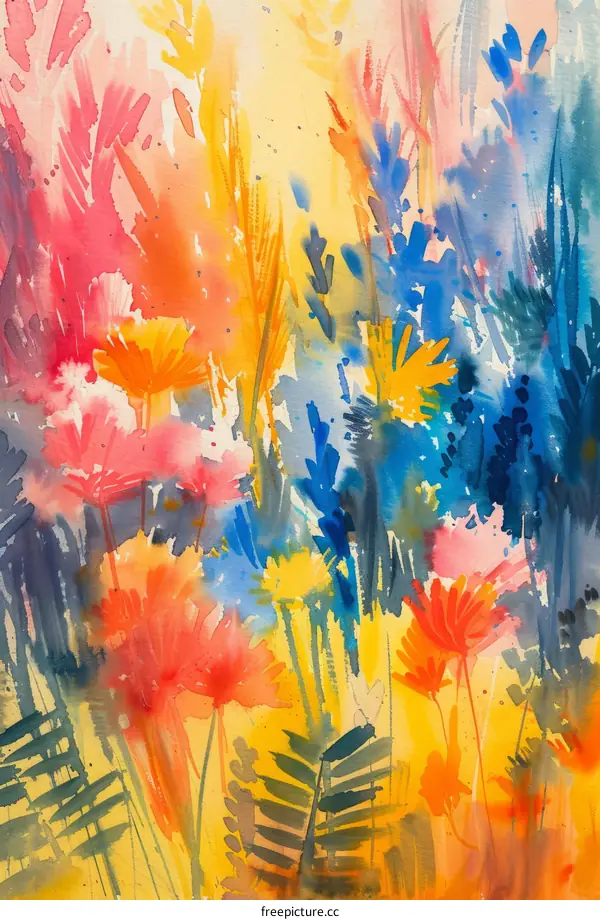 vibrant watercolor painting of wildflowers