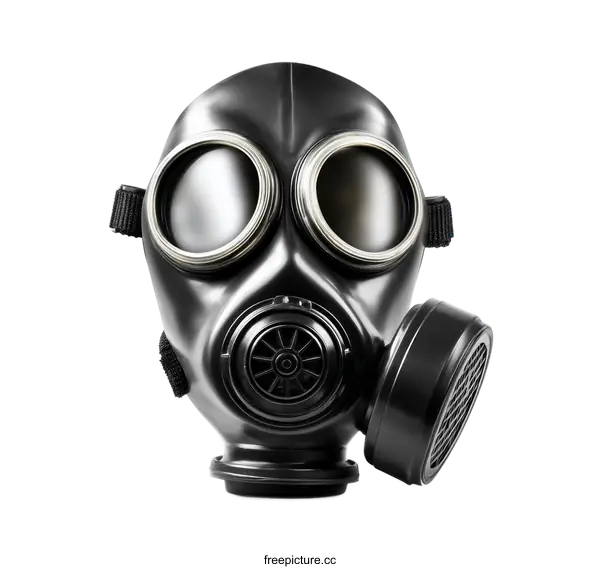 [Transparent Background PNG]Close-up of a Black Gas Mask