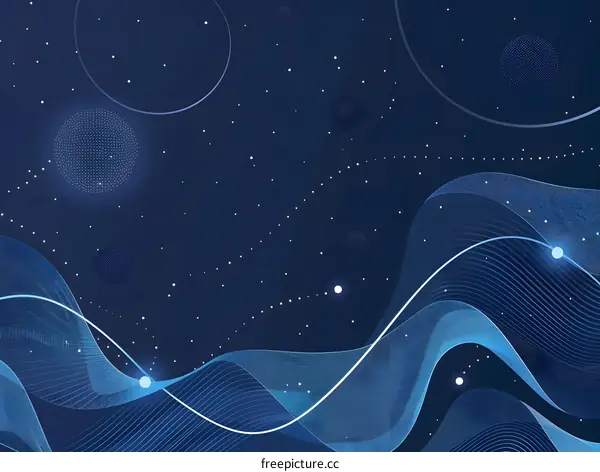 Abstract Blue Wavy Background With Stars