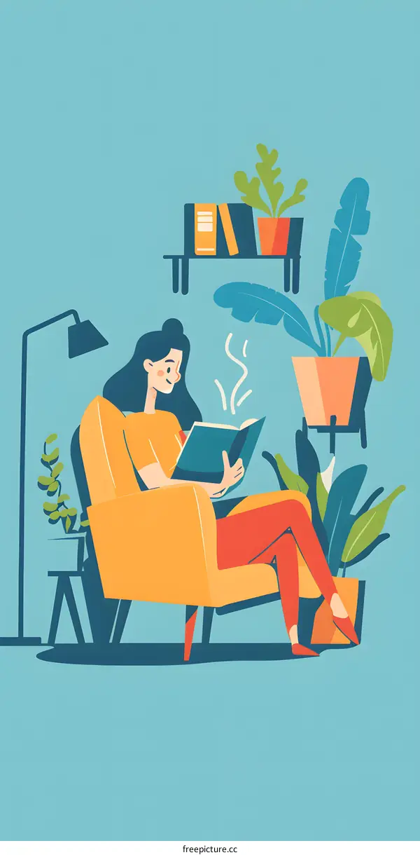 Woman Relaxing on a Sofa with a Book in Hand