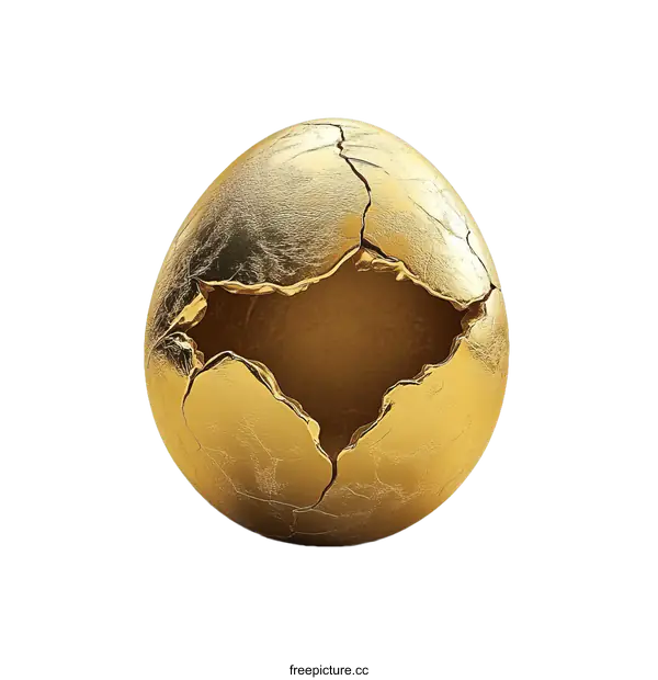 [Transparent Background PNG]Golden Cracked Egg Illustration