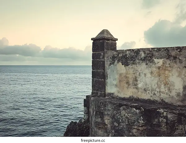 Stone Wall with Sea View in the Background