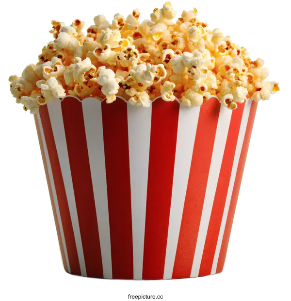 [Transparent Background PNG]Popcorn in a Striped Container