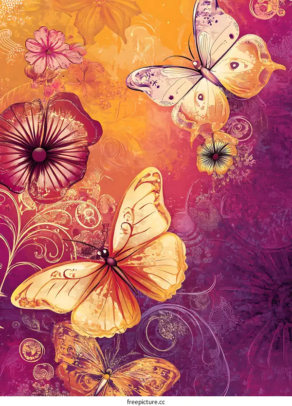 Abstract Colorful Butterfly Floral Background