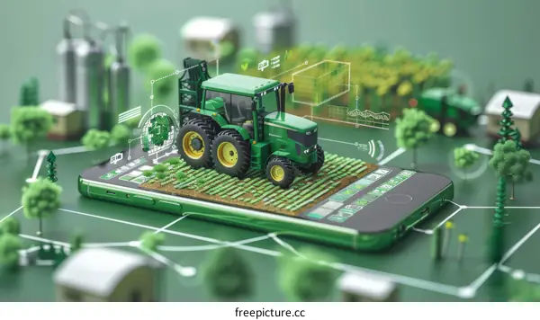 Tractor and smartphone with agriculture data
