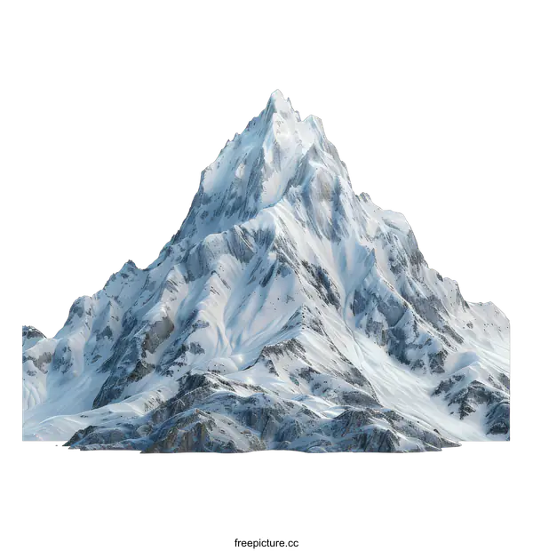 [Transparent Background PNG]A majestic snow capped mountain peak rising above the clouds