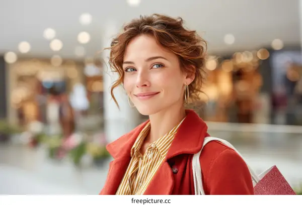 Smiling Woman in a Shopping Mall