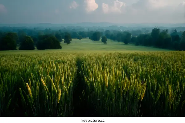 Golden Wheat Field Landscape View