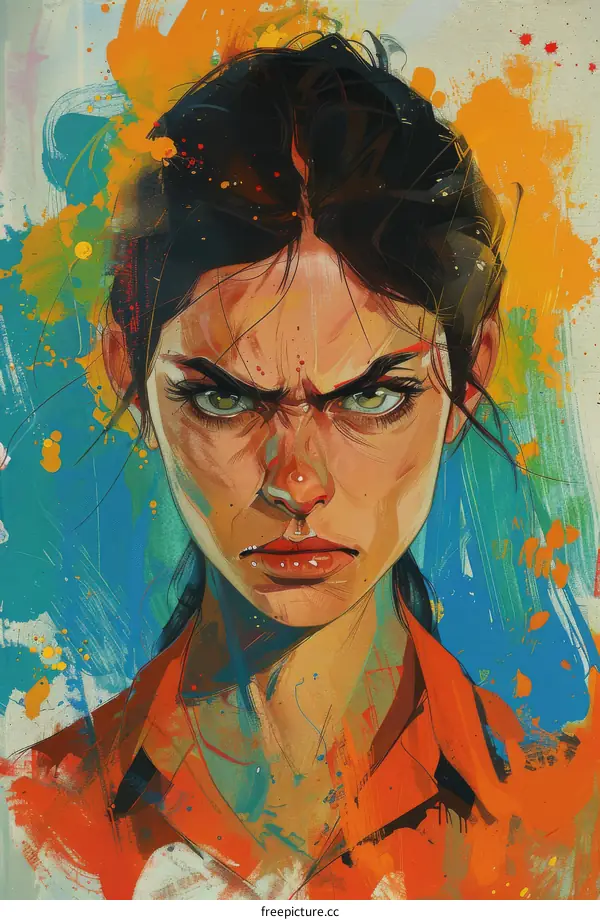 portrait of a  woman with colorful background