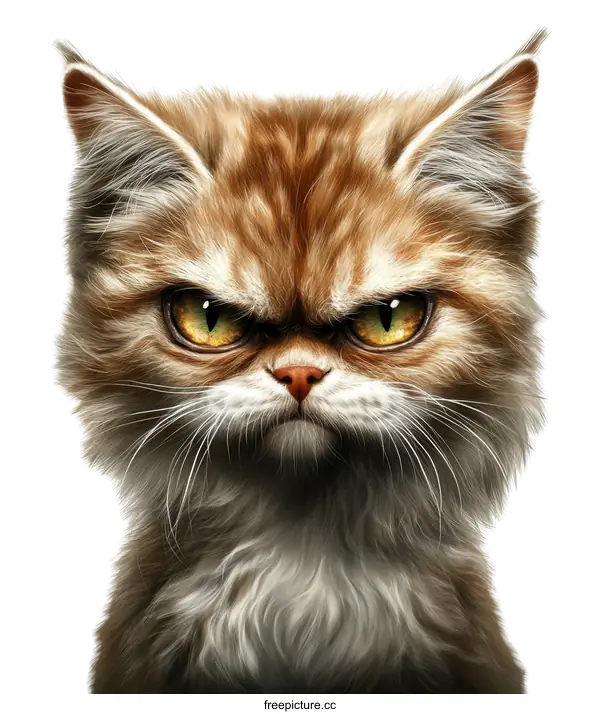 [Transparent Background PNG]Angry Cat Illustration Close-up Portrait