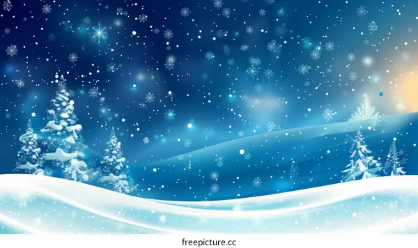Winter Wonderland Landscape with Snow Falling