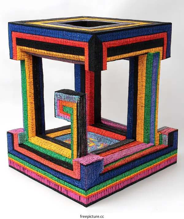 Abstract Colorful Sculpture Made From Pencils