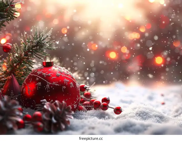 Christmas Decoration with Snow and Lights