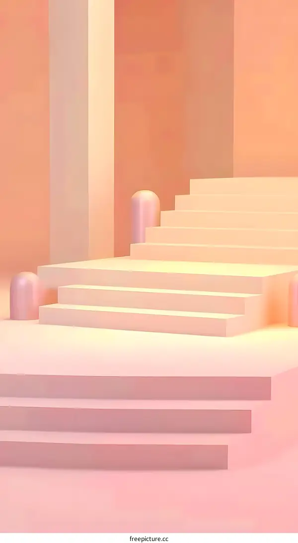 Abstract Minimalist Stairs Background With Pink Color