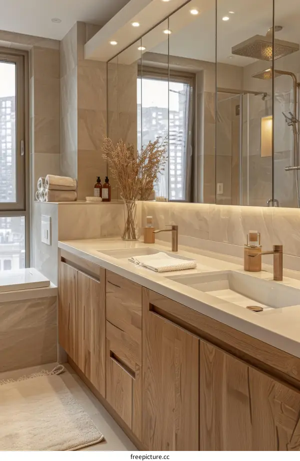 Modern Bathroom Interior Design with Double Sink Vanity