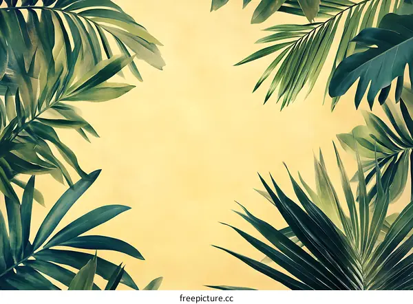 Tropical Green Leaves Background Frame