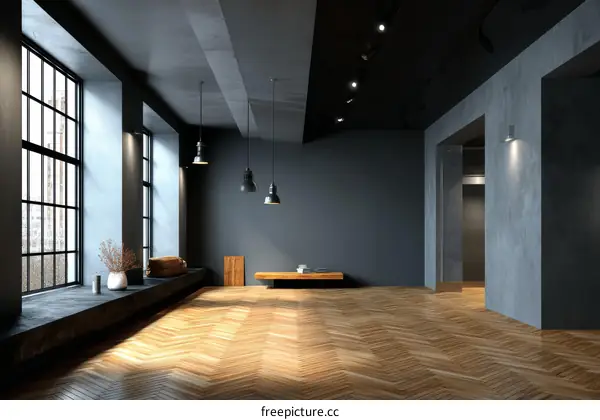 Modern Industrial Loft Interior Design Illustration