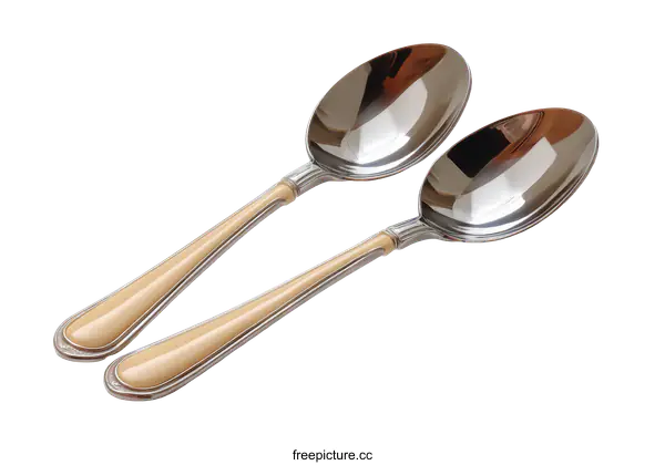 [Transparent Background PNG]Pair of Elegant Stainless Steel Spoons