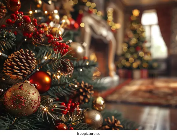 Christmas tree decorated for Christmas