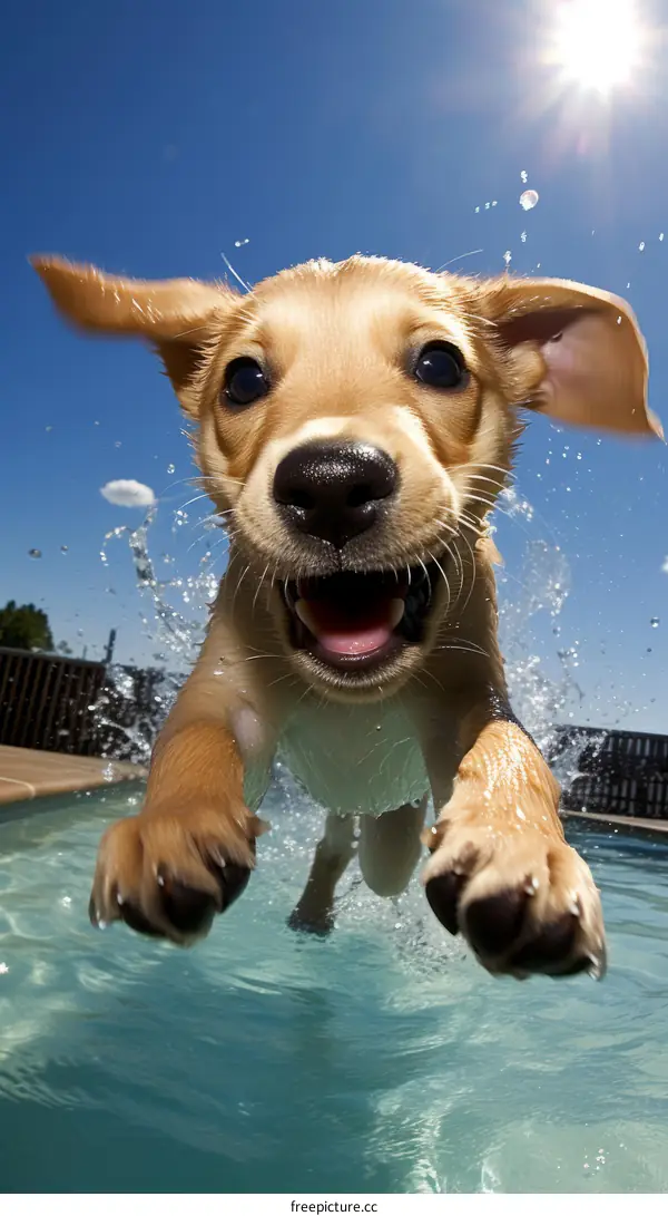 Cute Puppy Jumping Out Of Water In Slow Motion
