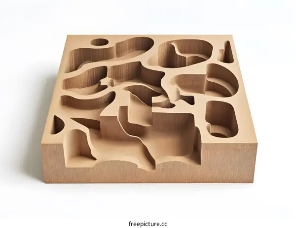 Abstract Cardboard Sculpture With Cut Out Shapes