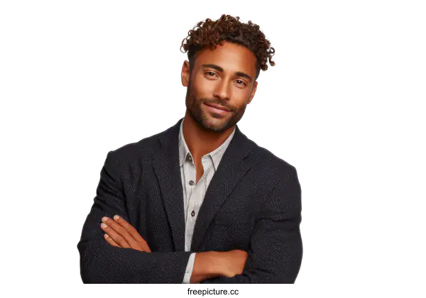 [Transparent Background PNG]Confident Black Man in a Business Suit