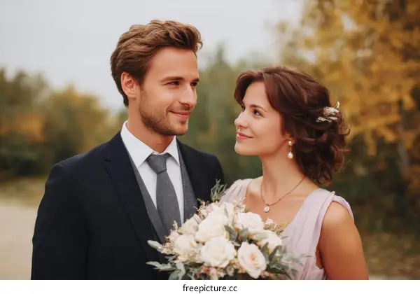 Couple in love Wedding Ceremony Outdoors