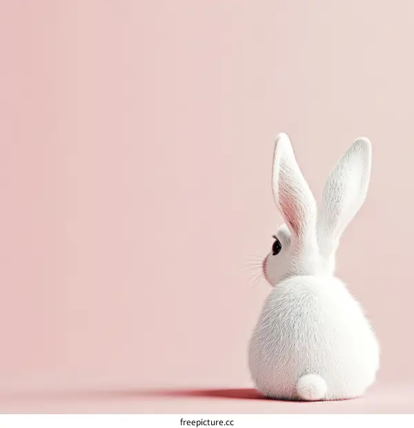 Adorable White Rabbit on Pink Background