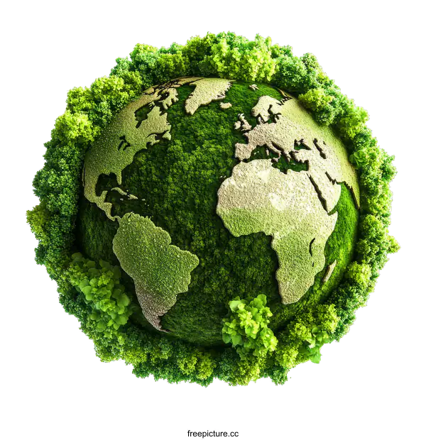 [Transparent Background PNG]Green Earth with Environmental Focus