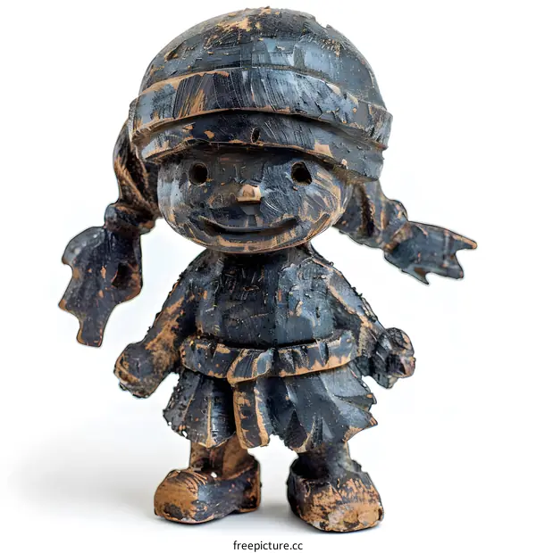 A 3D printed toy figure of a girl pirate