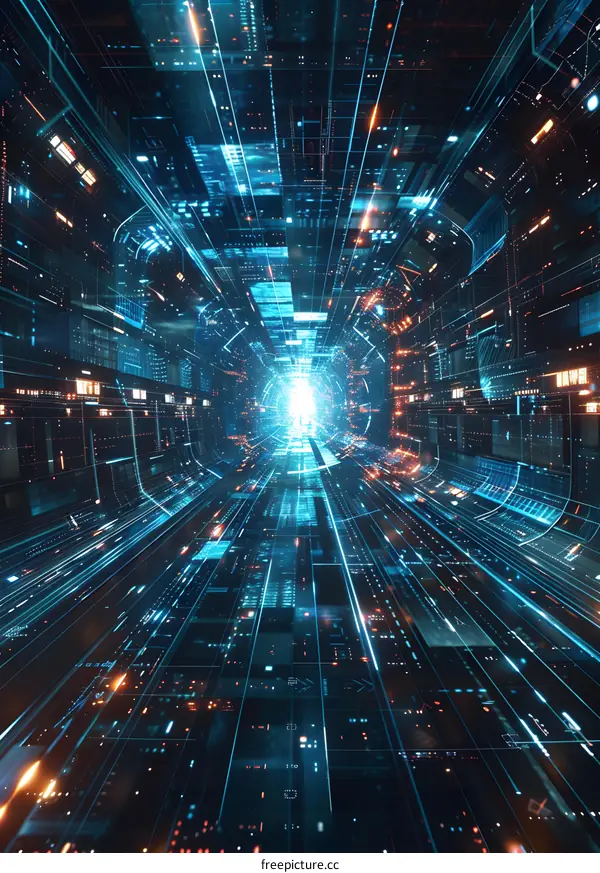 Digital Data Tunnel Futuristic Technology