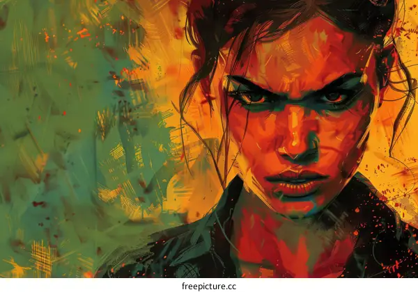 portrait of a fierce looking woman