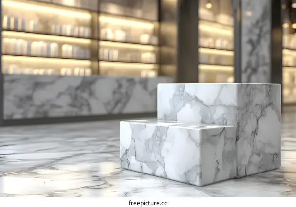 White Marble Pedestal Display In Modern Interior