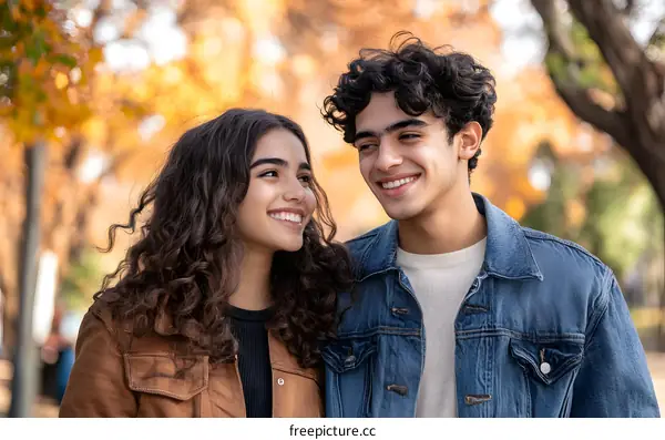 Smiling Couple in Autumn