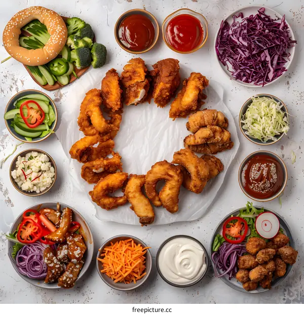 Chicken Tenders Meal Prep with Dipping Sauces and Vegetables