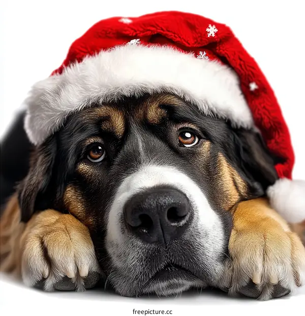 Adorable Dog Wearing Santa Hat
