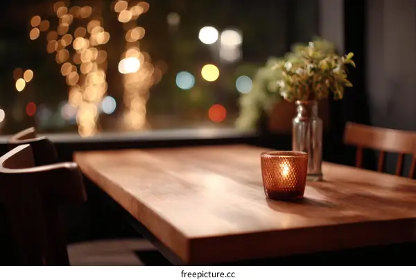Cozy Nighttime Cafe Table Setting