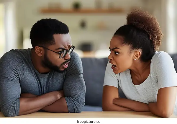 Angry Couple Arguing at Home