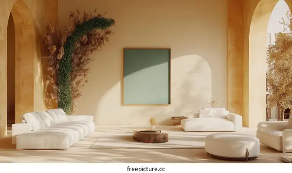 Modern Minimalist Living Room Interior Design Illustration