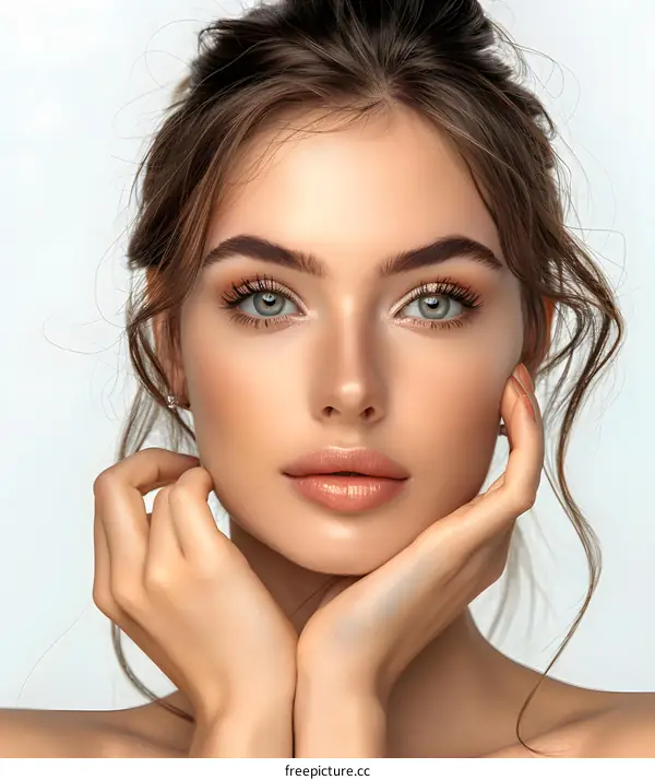 portrait of a beautiful young woman with brown hair and green eyes