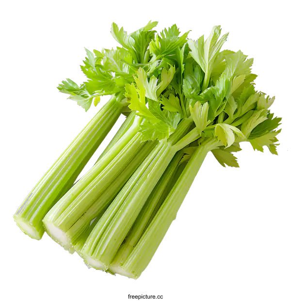 [Transparent Background PNG]Fresh Celery Stalks on White Background