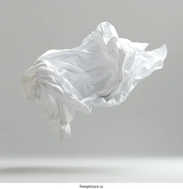 White silk fabric flowing in the air