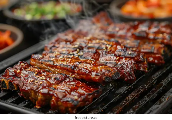 A delicious plate of barbecued pork ribs