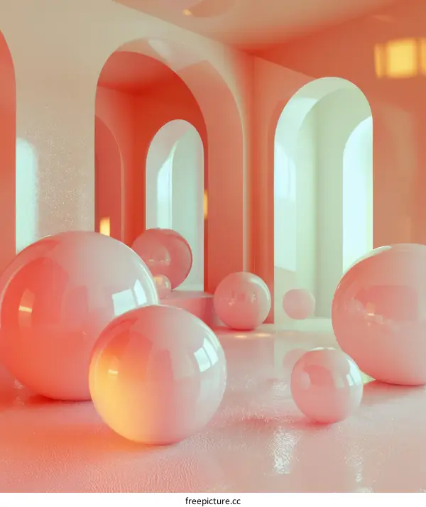 Pink and White 3D Spheres in a Pink Room