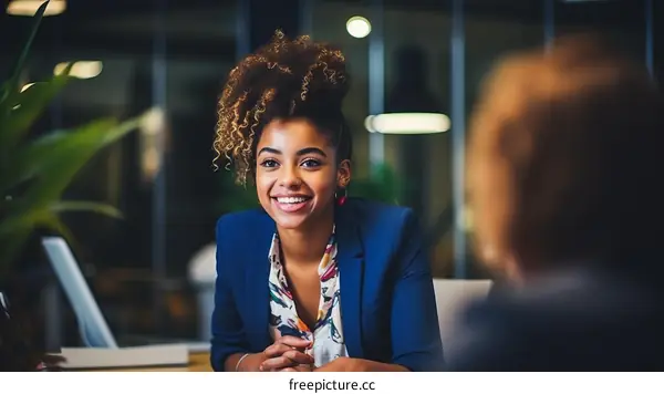 Smiling businesswoman in a meeting