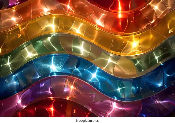 Abstract Rainbow Color Swirl Metal Wall