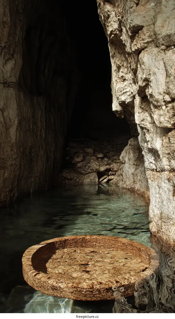 Ancient Cave Water Basin Interior