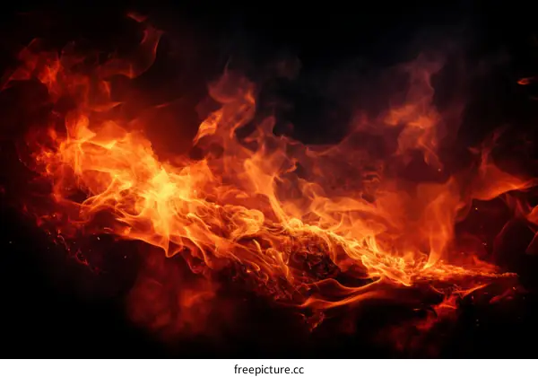 Fire and flames in the dark