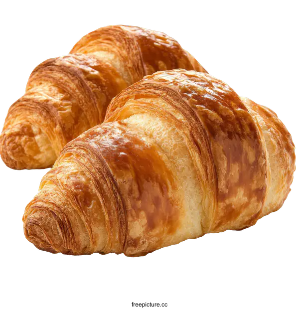 [Transparent Background PNG]Close up of Two Delicious Croissants