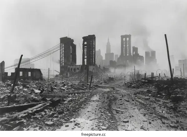 Ruins of the old downtown Manhattan bridge